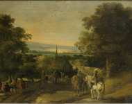 Oosten Isaac van Landscape with a Cavalry Group  - Hermitage